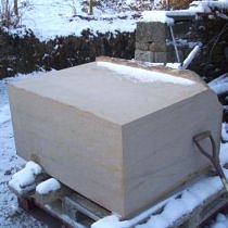 Geometric stone sculpture village waymarker stone - 1