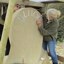 Geometric stone sculpture village waymarker stone - 33