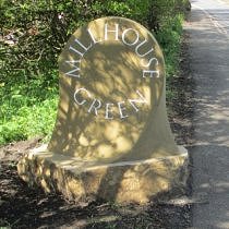 Geometric stone sculpture village waymarker stone - 47