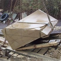 Geometric stone sculpture village waymarker stone - 6a