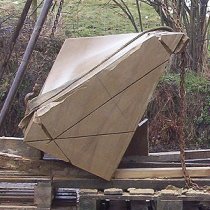 Geometric stone sculpture village waymarker stone - 6b