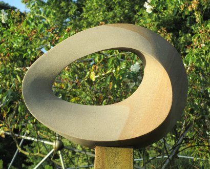 Geometric stone sculpture Möbius egg II