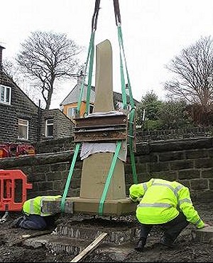 Geometric stone sculpture Thurlstone War Memorial - 10