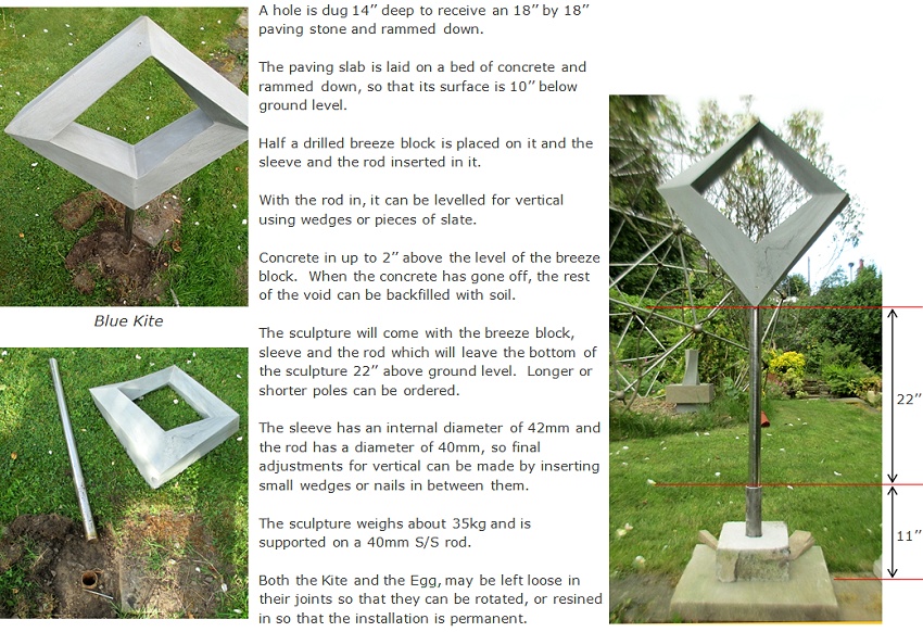 Installation of a sculpture mounted on a 40mm stainless steel rod