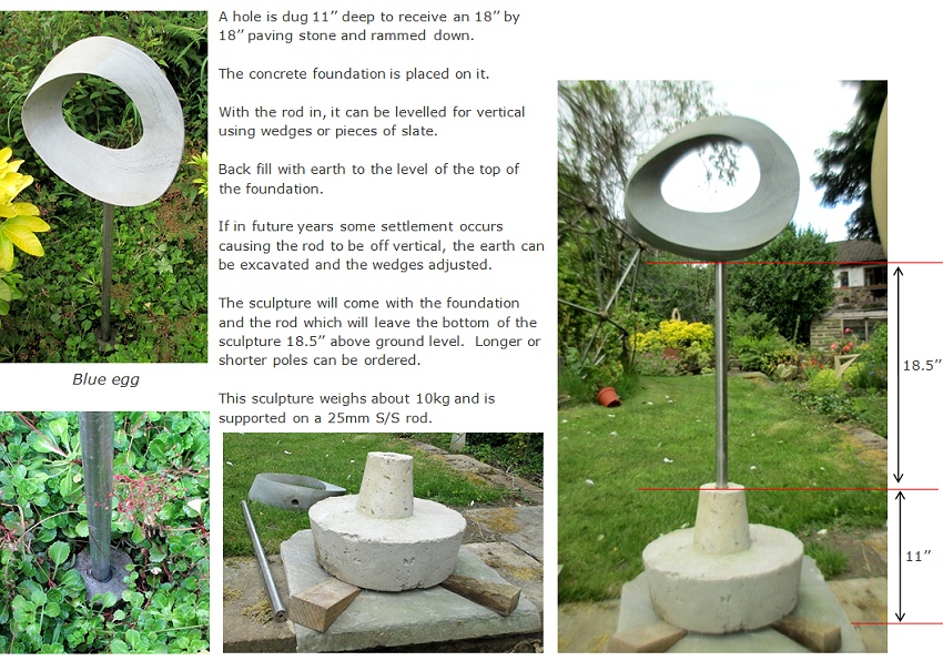 Installation of a sculpture mounted on a 25mm stainless steel rod