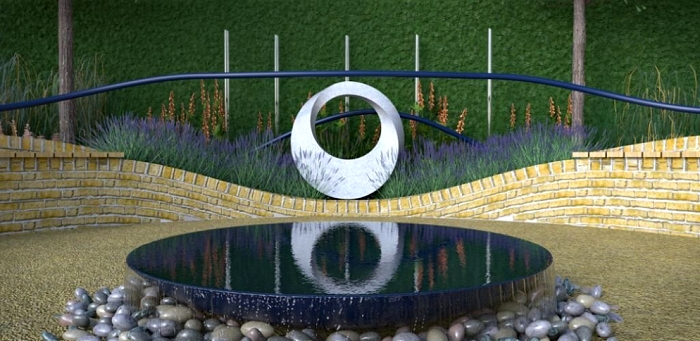 Geometric stone sculpture for RHS Hampton Court Flower Show