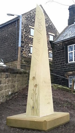 Geometric stone sculpture - Thurlstone War Memorial